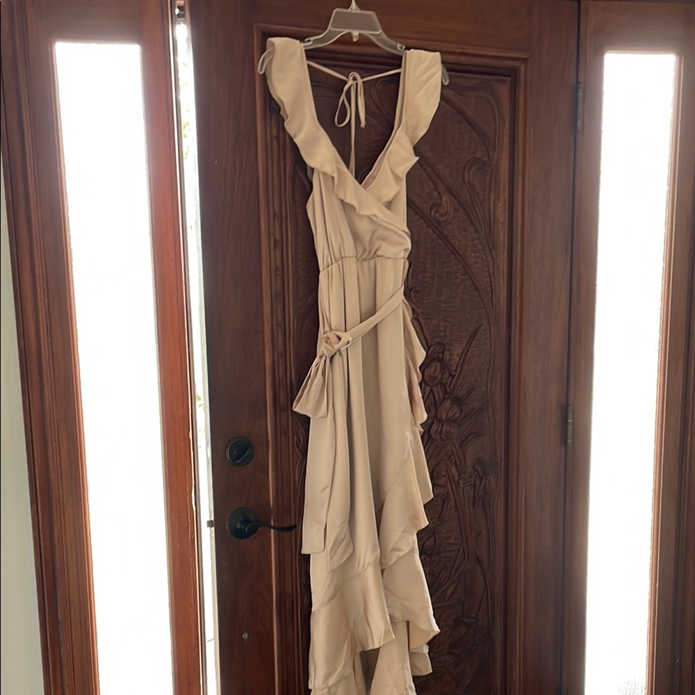 Elegant Champagne Ruffle Dress